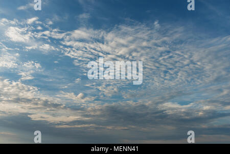 Blue sky with moving clouds will make replacement sky, background, texture or overlay Stock Photo