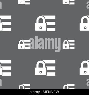 Lock, login icon sign. Seamless pattern on a gray background. Vector illustration Stock Vector