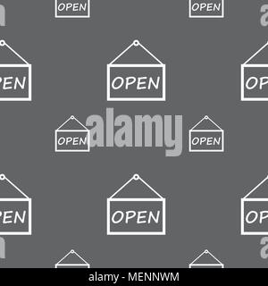 open icon sign. Seamless pattern on a gray background. Vector illustration Stock Vector