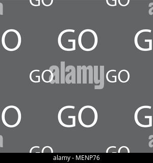 GO sign icon. Seamless pattern on a gray background. Vector illustration Stock Vector