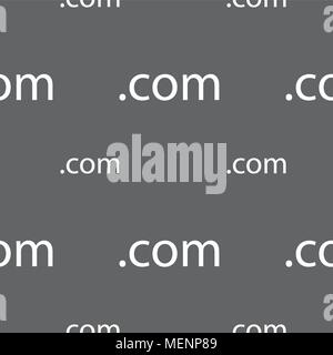 Domain COM sign icon. Top-level internet domain symbol. Seamless pattern on a gray background. Vector illustration Stock Vector