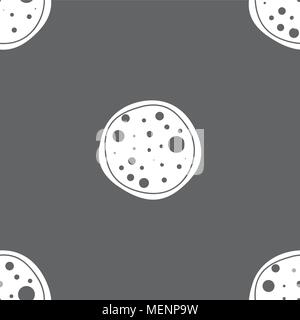 Pizza Icon. Seamless pattern on a gray background. Vector illustration Stock Vector