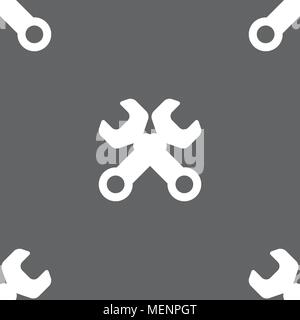 Wrench key sign icon. Service tool symbol. Seamless pattern on a gray background. Vector illustration Stock Vector
