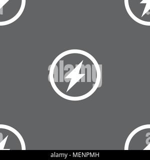 Photo flash sign icon. Lightning symbol. Seamless pattern on a gray background. Vector illustration Stock Vector