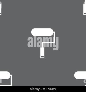 Paint roller sign icon. Painting tool symbol. Seamless pattern on a gray background. Vector illustration Stock Vector