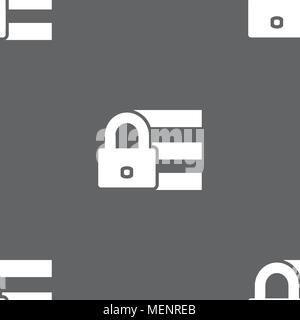 Lock, login icon sign. Seamless pattern on a gray background. Vector illustration Stock Vector
