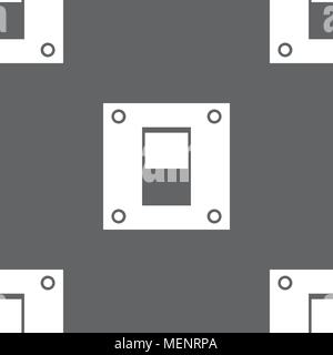 Power switch icon sign. Seamless pattern on a gray background. Vector illustration Stock Vector