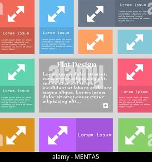 Full screen icon sign. Set of multicolored buttons with space for text. Vector illustration Stock Vector