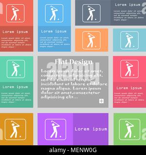 Golf icon sign. Set of multicolored buttons with space for text. Vector illustration Stock Vector