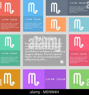 Scorpio icon sign. Set of multicolored buttons with space for text. Vector illustration Stock Vector