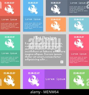 zodiac Cancer icon sign. Set of multicolored buttons with space for text. Vector illustration Stock Vector
