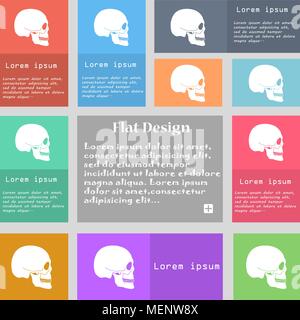 Skull icon sign. Set of multicolored buttons with space for text. Vector illustration Stock Vector