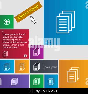 Copy file, Duplicate document icon sign. buttons. Modern interface website buttons with cursor pointer. Vector illustration Stock Vector