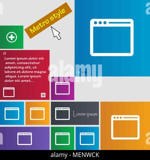 Simple Browser window icon sign. buttons. Modern interface website buttons with cursor pointer. Vector illustration Stock Vector