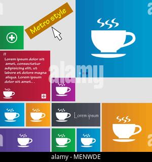 The tea and cup icon sign. buttons. Modern interface website buttons with cursor pointer. Vector illustration Stock Vector