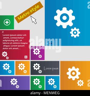 gears icon sign. buttons. Modern interface website buttons with cursor pointer. Vector illustration Stock Vector