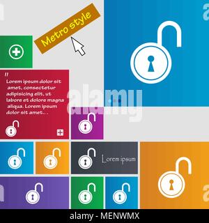 open lock icon sign. buttons. Modern interface website buttons with cursor pointer. Vector illustration Stock Vector