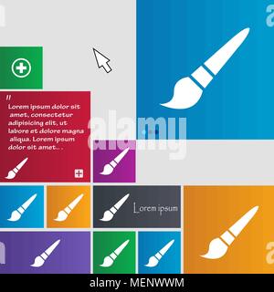 brush icon sign. buttons. Modern interface website buttons with cursor pointer. Vector illustration Stock Vector