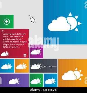 weather icon sign. buttons. Modern interface website buttons with cursor pointer. Vector illustration Stock Vector