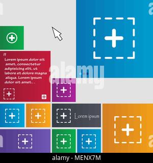 Plus in square icon sign. buttons. Modern interface website buttons with cursor pointer. Vector illustration Stock Vector