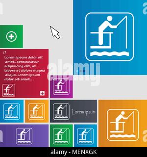 fishing icon sign. buttons. Modern interface website buttons with cursor pointer. Vector illustration Stock Vector