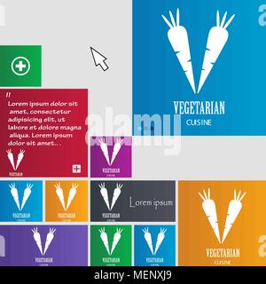 vegetarian cuisine icon sign. buttons. Modern interface website buttons with cursor pointer. Vector illustration Stock Vector
