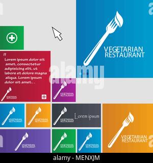 vegetarian restaurant icon sign. buttons. Modern interface website buttons with cursor pointer. Vector illustration Stock Vector