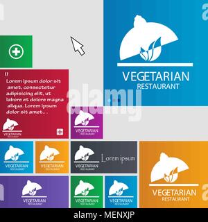 vegetarian restaurant icon sign. buttons. Modern interface website buttons with cursor pointer. Vector illustration Stock Vector