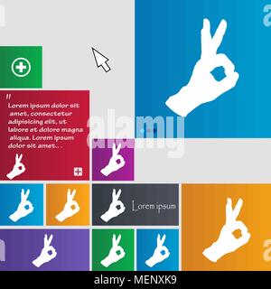Gesture ok icon sign. buttons. Modern interface website buttons with cursor pointer. Vector illustration Stock Vector