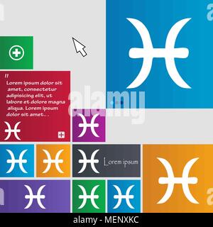 Pisces zodiac sign icon sign. buttons. Modern interface website buttons with cursor pointer. Vector illustration Stock Vector