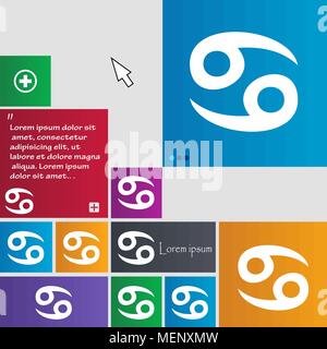zodiac Cancer icon sign. buttons. Modern interface website buttons with cursor pointer. Vector illustration Stock Vector