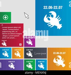 zodiac Cancer icon sign. buttons. Modern interface website buttons with cursor pointer. Vector illustration Stock Vector