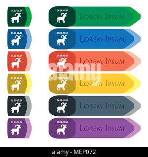 Decorative Zodiac Aries icon sign. Set of colorful, bright long buttons with additional small modules. Flat design. Vector Stock Vector