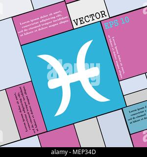 Pisces zodiac sign icon sign. Modern flat style for your design. Vector illustration Stock Vector
