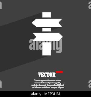 line directs symbol Flat modern web design with long shadow and space for your text. Vector illustration Stock Vector