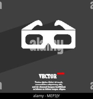 3d glasses symbol Flat modern web design with long shadow and space for your text. Vector illustration Stock Vector
