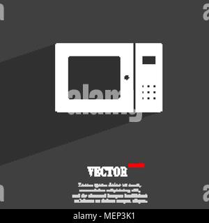 microwave symbol Flat modern web design with long shadow and space for your text. Vector illustration Stock Vector