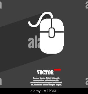 Computer mouse symbol Flat modern web design with long shadow and space for your text. Vector illustration Stock Vector