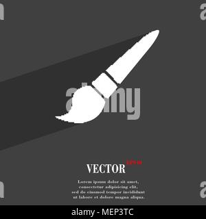 brush symbol Flat modern web design with long shadow and space for your text. Vector illustration Stock Vector