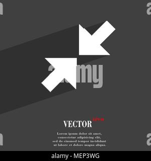Exit full screen symbol Flat modern web design with long shadow and space for your text. Vector illustration Stock Vector