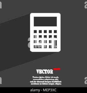 Calculator symbol Flat modern web design with long shadow and space for your text. Vector illustration Stock Vector