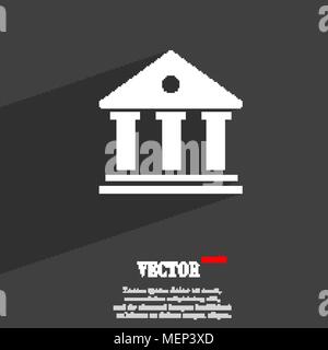 bank symbol Flat modern web design with long shadow and space for your text. Vector illustration Stock Vector