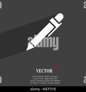 pen symbol Flat modern web design with long shadow and space for your text. Vector illustration Stock Vector
