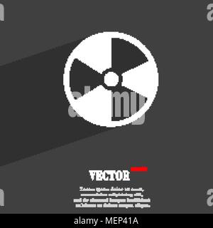 radioactive symbol Flat modern web design with long shadow and space for your text. Vector illustration Stock Vector