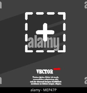 Plus in square symbol Flat modern web design with long shadow and space for your text. Vector illustration Stock Vector
