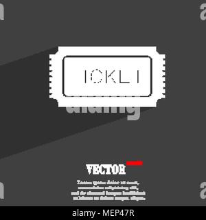 Ticket symbol Flat modern web design with long shadow and space for your text. Vector illustration Stock Vector