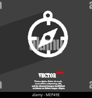 Compass symbol Flat modern web design with long shadow and space for your text. Vector illustration Stock Vector