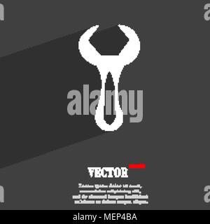 wrench symbol Flat modern web design with long shadow and space for your text. Vector illustration Stock Vector