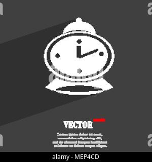 alarm clock symbol Flat modern web design with long shadow and space for your text. Vector illustration Stock Vector