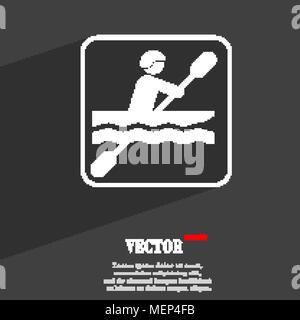 canoeing symbol Flat modern web design with long shadow and space for your text. Vector illustration Stock Vector